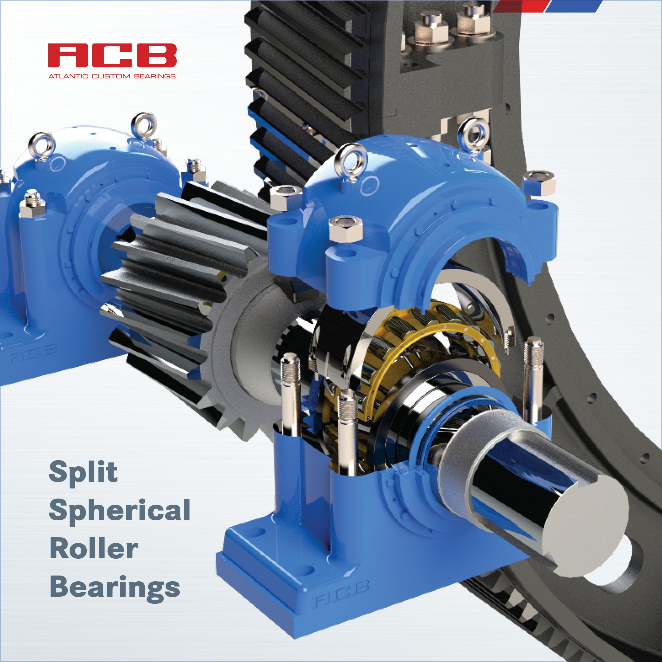 KIT ACB.USA COMPLETO - EJE, SOPORTES, RODAMIENTOS Y CORONA MGS GEARS PARA MOLINOS.